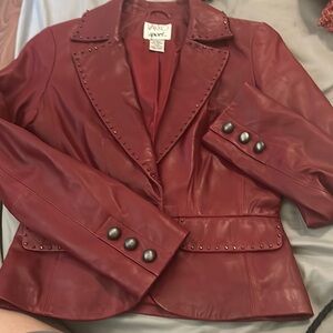 Vakko sport 100% leather Red Blazer with Notched Lapels